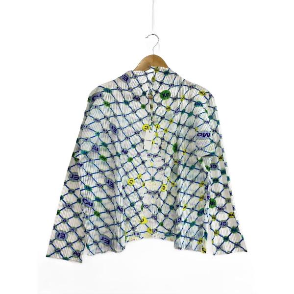 PLEATS PLEASE ISSEY MIYAKE◆長袖シャツ/3/ポリエステル/WHT/総柄/P...