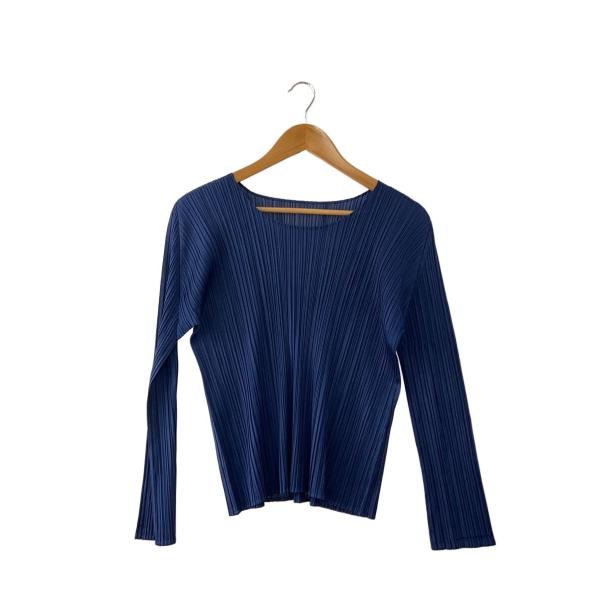 PLEATS PLEASE ISSEY MIYAKE◆プリーツ/長袖カットソー/3/ポリエステル/ネ...