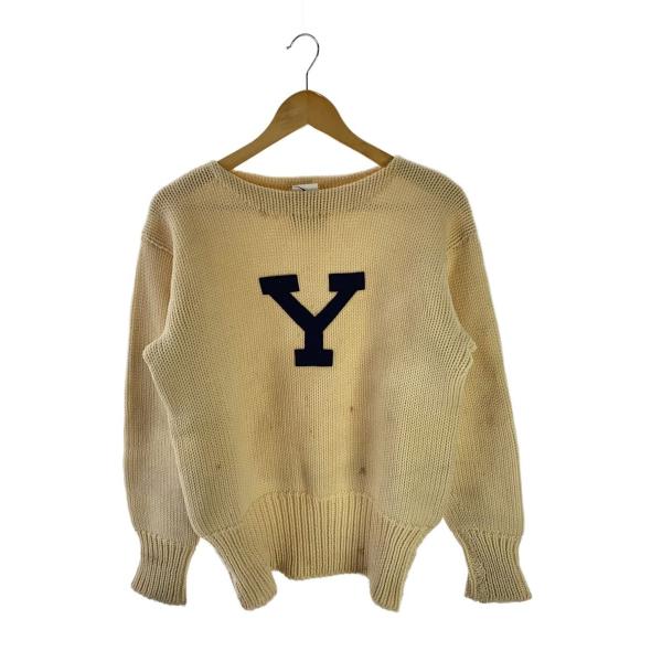 Stadium◆50s頃/Y/YALE/レタード/ニット・セーター(厚手)/S/ウール/CRM
