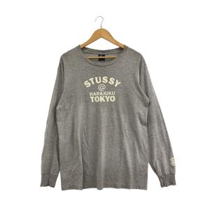 STUSSY◆長袖Tシャツ/L/コットン/GRY/プリント//