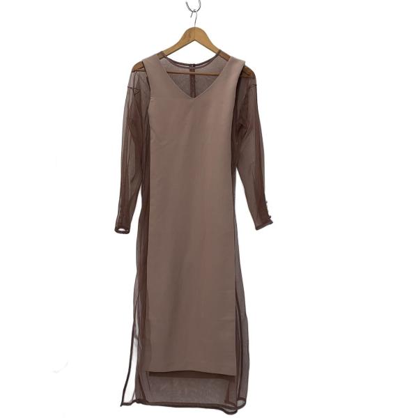 AMERI◆長袖ワンピース/S/ポリエステル/BEG/無地/01010520880//