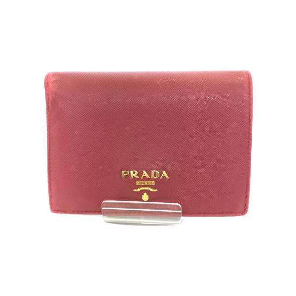 PRADA◆2つ折り財布/レザー/PNK/ピンク/無地/レディース/1Ｍ0668