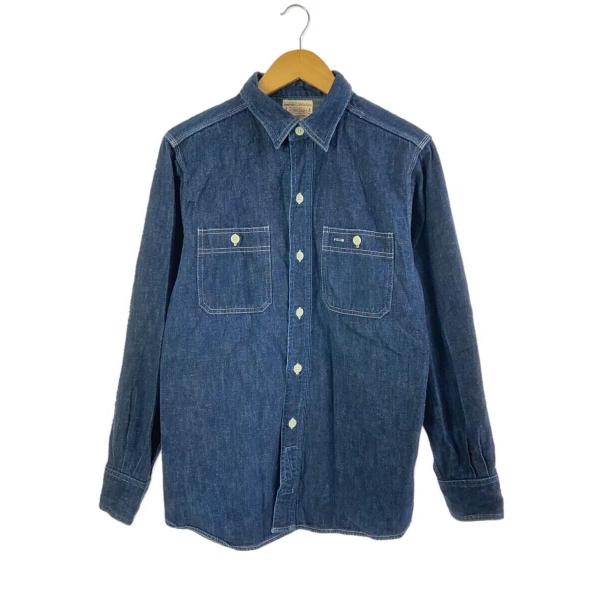 BONCOURA◆work shirt denim/台襟/長袖シャツ/36/デニム/IDG/無地/マ...