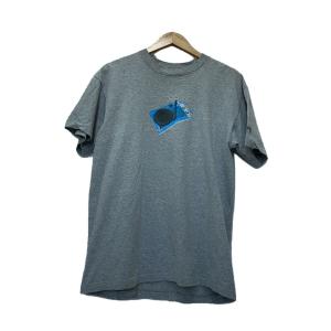 STUSSY◆00s/OLD STUSSY/PORTABLEプリントTシャツ/L/コットン/GRY/プリント
