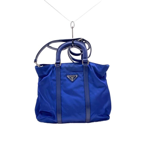 PRADA◆ショルダーバッグ/ナイロン/BLU/無地/B1057M