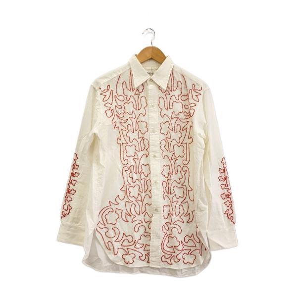 BODE◆Beaded Cross Vein Shirt/S/コットン/WHT/総柄/92-01-4...