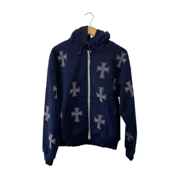 UNKNOWN LONDON◆ジップパーカー/XS/Navy Cross Rhinestone Zi...