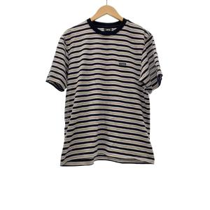 STUSSY◆Tシャツ/M/コットン/GRY/ストライプ/1140386//