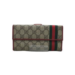 GUCCI◆長サイフ_GGプラス/PVC/RED/レディース