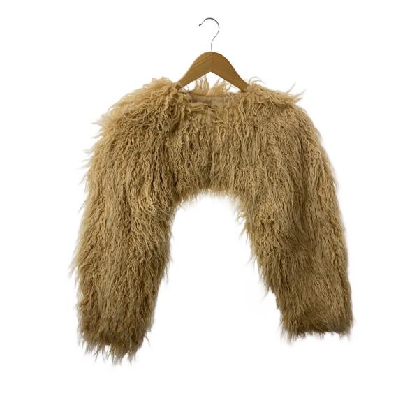 AMERI◆フリースジャケット/FREE/ポリエステル/BEG/無地/02221530840