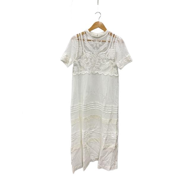 AMERI◆EMBROIDERY SHEER COTTON DRESS/M/コットン/WHT/022...