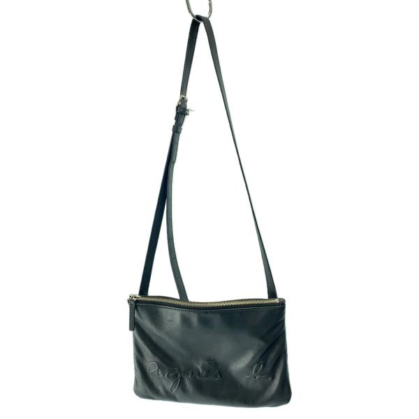 agnes b.◆ショルダーバッグ/牛革/BLK/無地/JS06