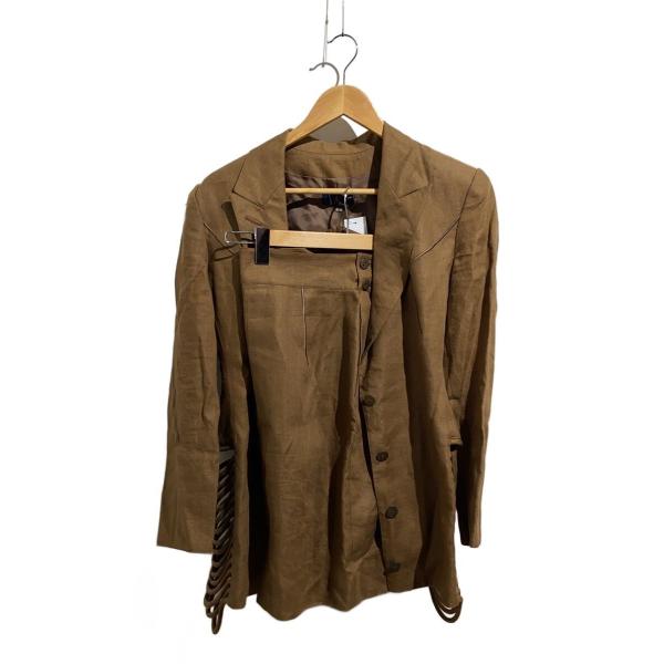 montana◆80s/ウェーブ刺繍/サイドループ/セットアップ/9/リネン/BRW/769874-...