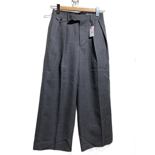 AURALEE◆BLUEFACED WOOL TWO-TUCK SLACKS/ボトム/0/ウール/G...