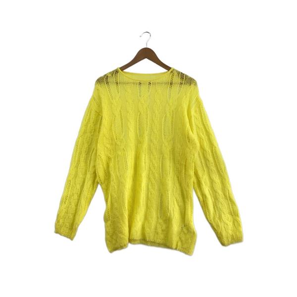 AMERI◆LOW GAUGE COLOR KNIT TOP/FREE/ナイロン/イエロー/0132...