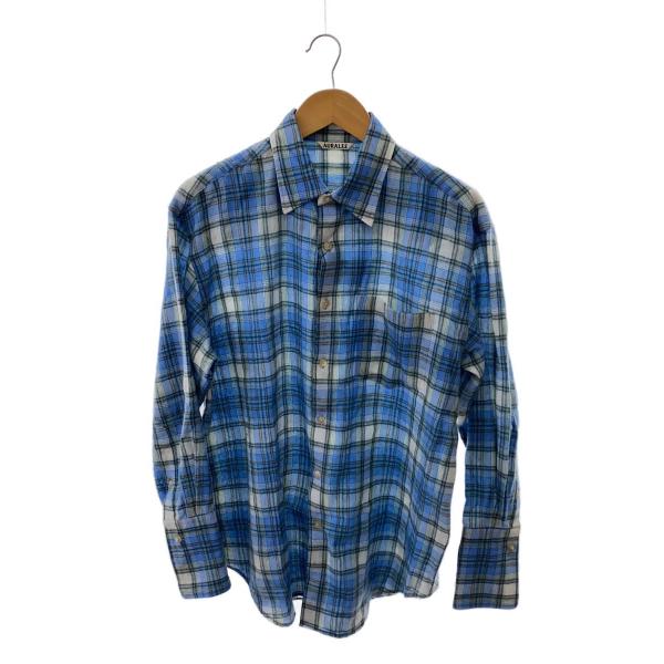 AURALEE◆AIRY WOOL CHECK SHIRT/O/ウール/BLU/チェック/a24as...