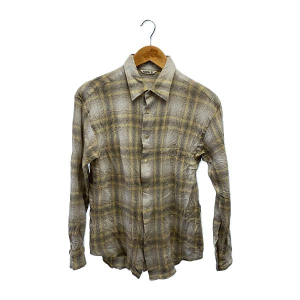 AURALEE◆長袖シャツ/3/ウール/GRY/チェック/A24AS01WN