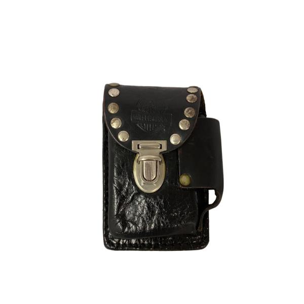 HARLEY DAVIDSON◆シガレットケース/レザー/BLK/メンズ/80s