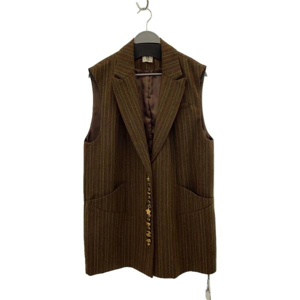 AMERI◆ベスト/S/ポリエステル/BRW/ストライプ/タグ付