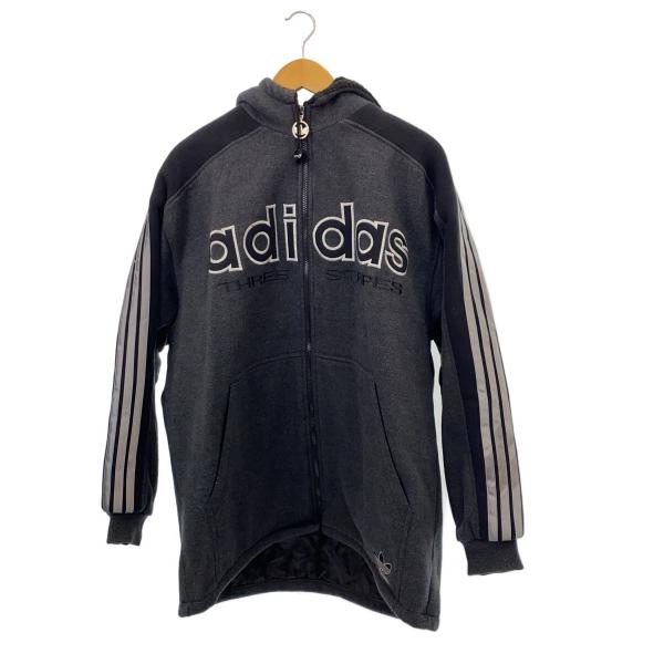 adidas◆80s/デサント社/ジップパーカー/O/アクリル/GRY/ヨゴレ有