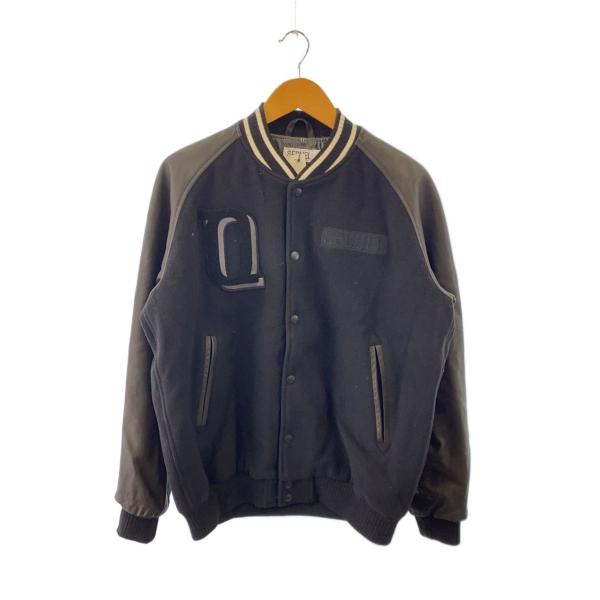SEQUEL◆20AW/STADIUM JUMPER/袖レザー切替カシミヤ混スタジャン/L/黒/SQ...