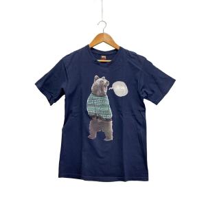 STUSSY◆00s/Bear Tee/クマ_ベアープリントTシャツ/M/コットン/ネイビー/紺/熊//PHOTO