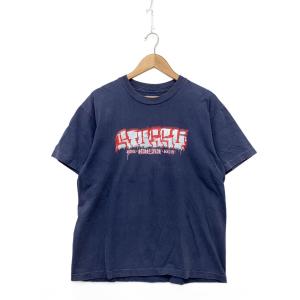STUSSY◆90s/Spray Print T-shirt/スプレープリントTシャツ/L/コットン/ネイビー/紺/USA製//
