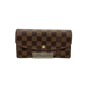 LOUIS VUITTON◆N63019/ポルト・フォイユ・エミリー_ダミエ・エベヌ_BRW/ビニール/ブラウン/レディース