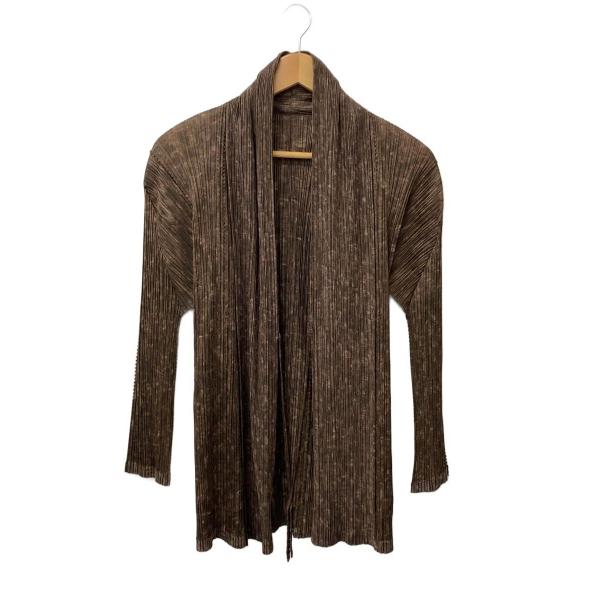 PLEATS PLEASE ISSEY MIYAKE◆カーディガン(薄手)/3/ポリエステル/BRW...