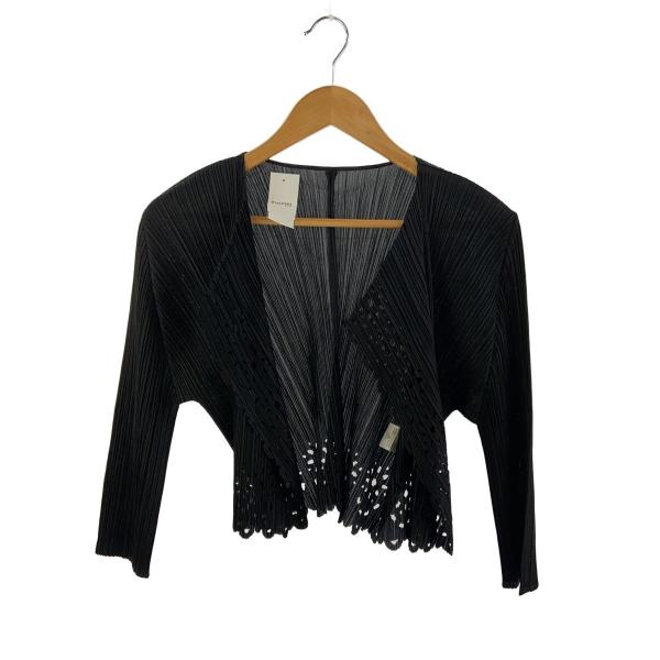 PLEATS PLEASE ISSEY MIYAKE◆カーディガン(薄手)/3/ポリエステル/BLK...