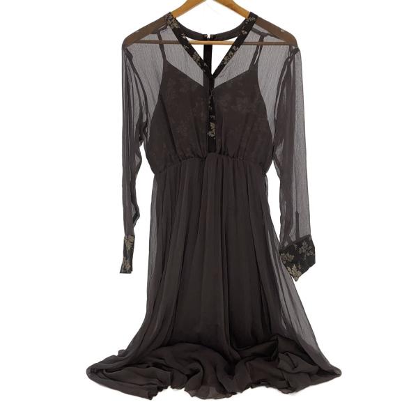 AMERI◆長袖ワンピース/01110950721/シアー/グレー/M