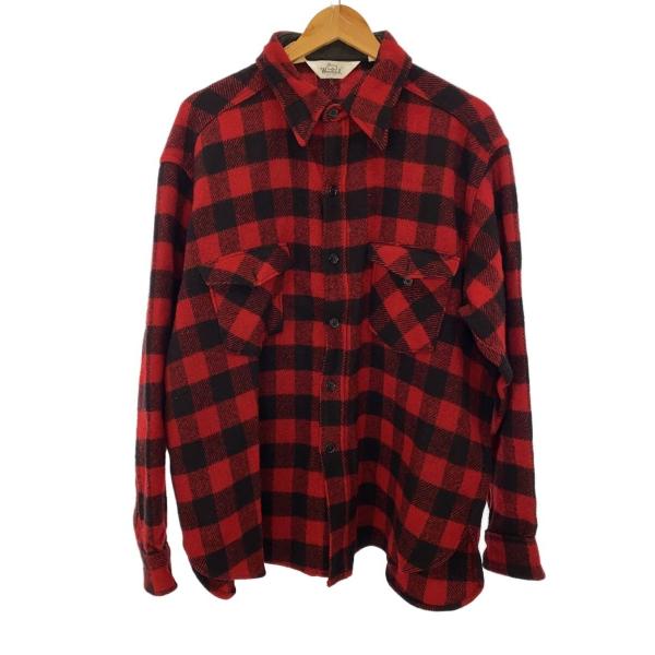 Woolrich◆ネルシャツ/70s/白タグ/チェック/レッド/XXL//