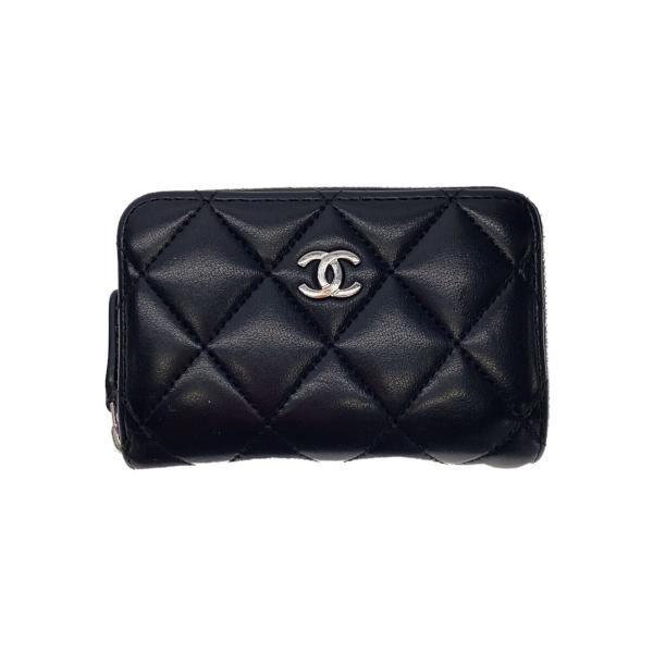 CHANEL◆財布/レザー/BLK/レディース