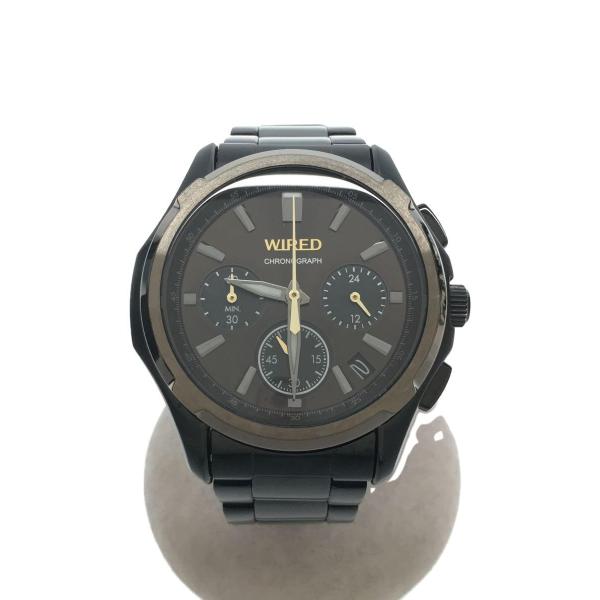 WIRED◆クォーツ腕時計/アナログ/ステンレス/ブラック/VK63-K013