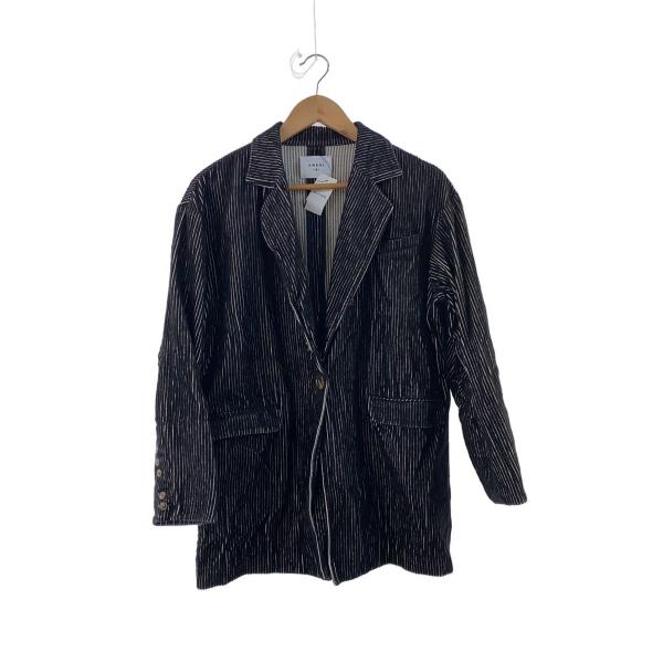 AMERI◆アメリヴィンテージ/テーラードジャケット/M/コットン/ブラック/ストライプ/01220...