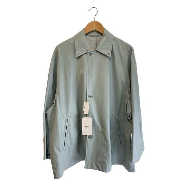 AMERI◆レザージャケット・ブルゾン/S/フェイクレザー/BLU/無地/01210631171