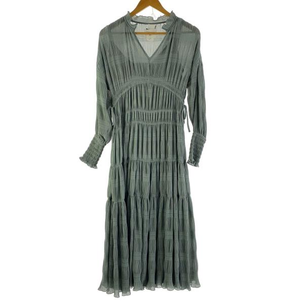 AMERI◆長袖ワンピース/S/ポリエステル/GRN/無地