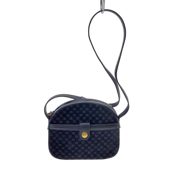 CELINE◆ショルダーバッグ/--/BLK/総柄/金具C/オールドセリーヌ/ヴィンテージ