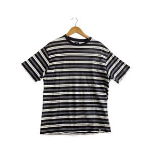 STUSSY◆Tシャツ/L/コットン/WHT/ボーダー//