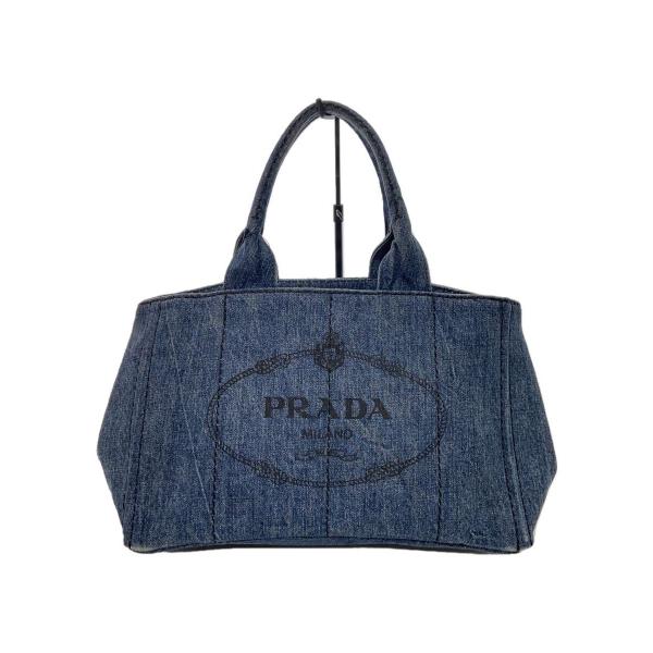 PRADA◆ハンドバッグ/カナパ/デニムトート/プラダ/インディゴ/