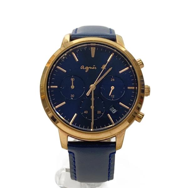 agnes b.◆クォーツ腕時計/アニエスベー/ネイビー/紺/アナログ/NVY/NVY/VD53-K...
