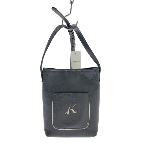 Kitamura◆Kマーク入り外ポケット 斜め掛けショルダーバッグ/レザー/GRY/Y-1321