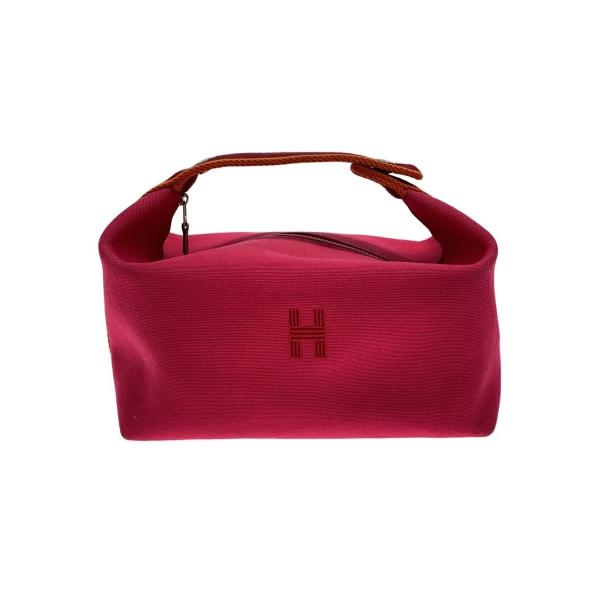 HERMES◆ポーチ プリッド・ア・ブラック PM/ハンドバッグ/キャンバス/PNK