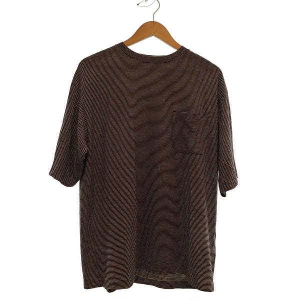COMOLI◆24SS/サマーウール 半袖Tシャツ/3/ウール/BEG/ボーダー/Z01-05023...