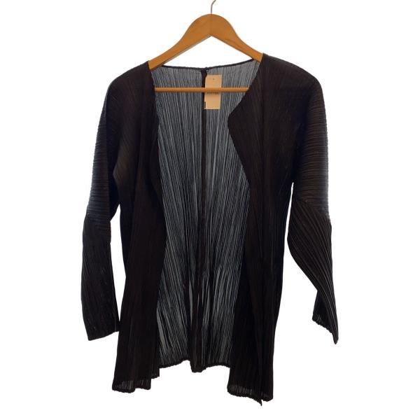PLEATS PLEASE ISSEY MIYAKE◆カーディガン(薄手)/4/ポリエステル/BLK...