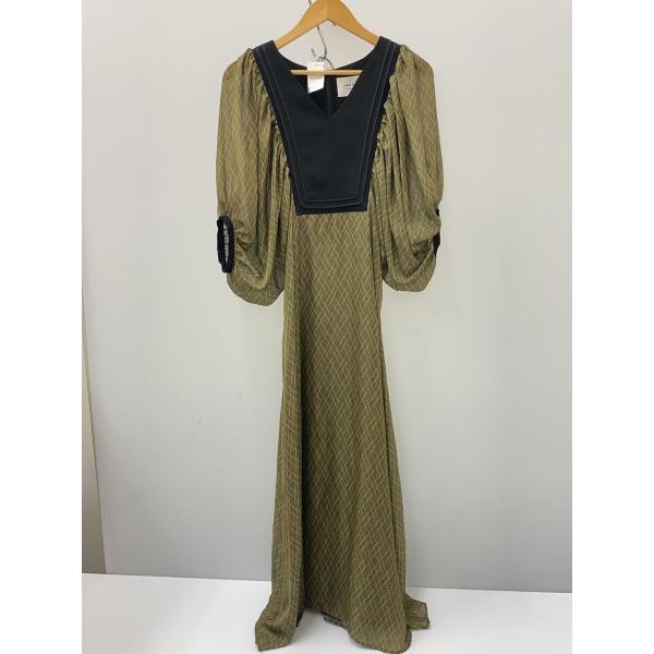AMERI◆GEOMETRIC RHOMBUS DRESS半袖総柄ワンピース/M/GRN