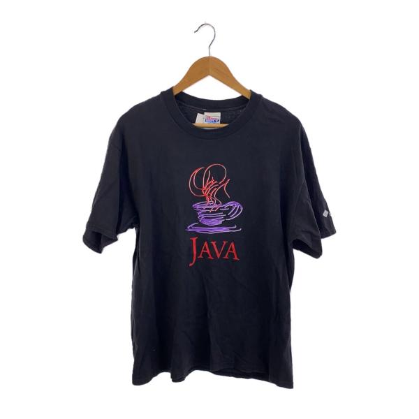 Hanes◆90s/java/企業t/Tシャツ/L/コットン/BLK