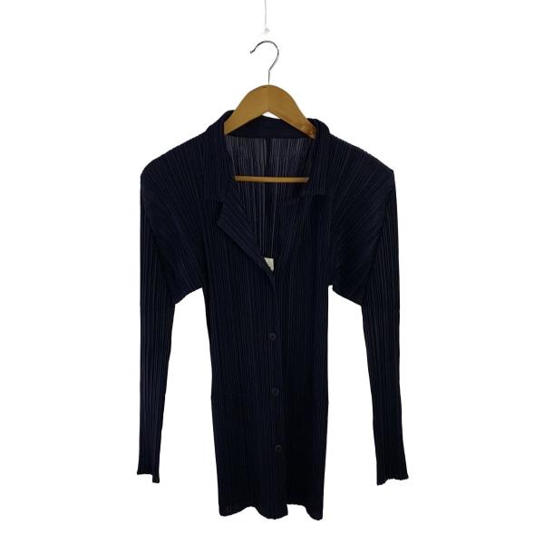 PLEATS PLEASE ISSEY MIYAKE◆ジャケット/4/ポリエステル/NVY/PP93...