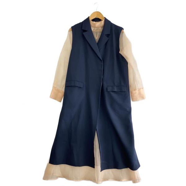 AMERI◆長袖ワンピース/M/ポリエステル/NVY/01210550720/インナー欠品