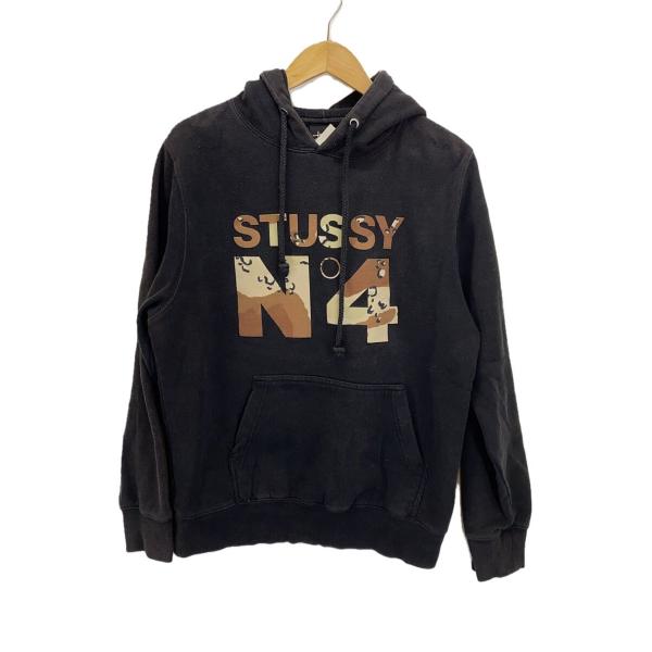 STUSSY◆PYTHON DESIGN HOODIE/パーカー/M/コットン/BLK/プリント